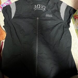 Harley-Davidson Black Womens Zip Front Top with Gray Shoulder Panels